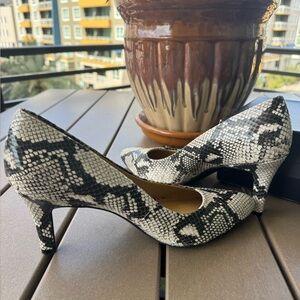 Naturalizer Black and White Snake Print Heels
